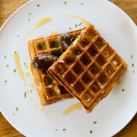 Venison breakfast sausage with waffles